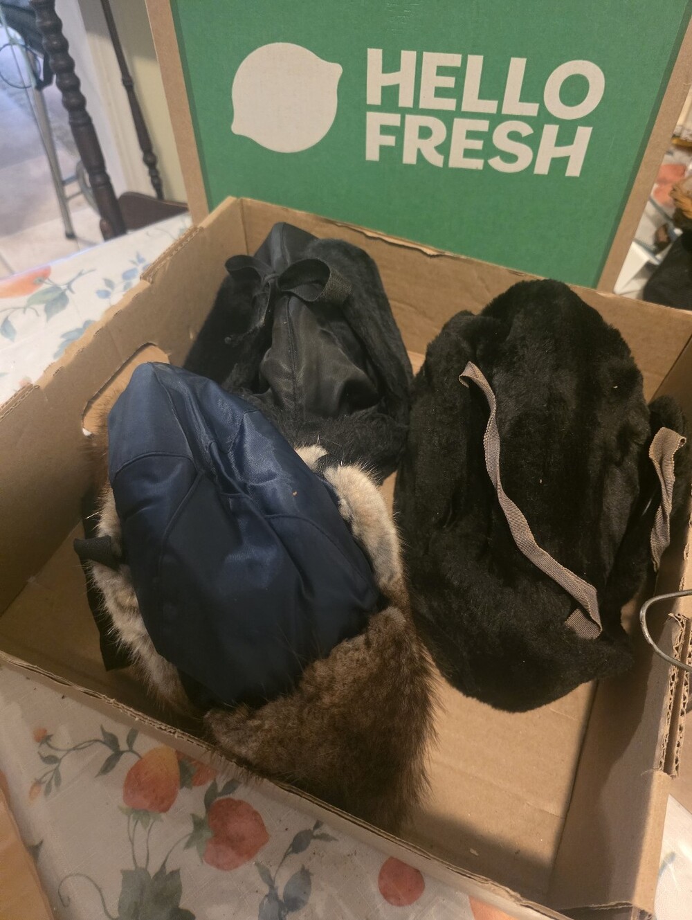 Mixed Winter Hats Bundle - Black and Navy Faux Fur